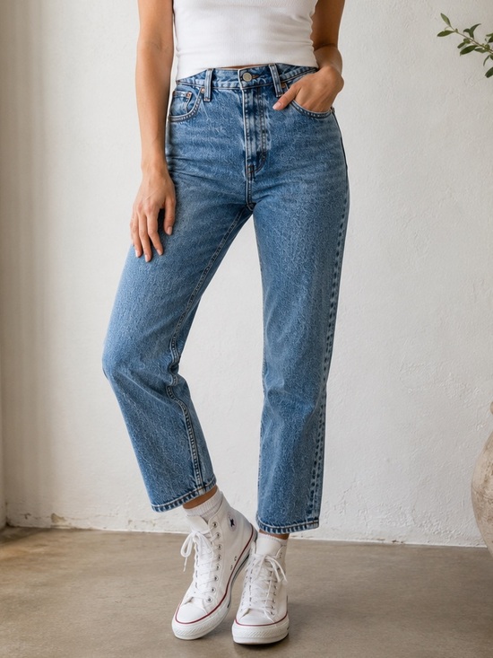 Levi's Denim - Levi’s Premium Wedgie Straight Jeans 29 High Rise Button Fly Cropped Denim